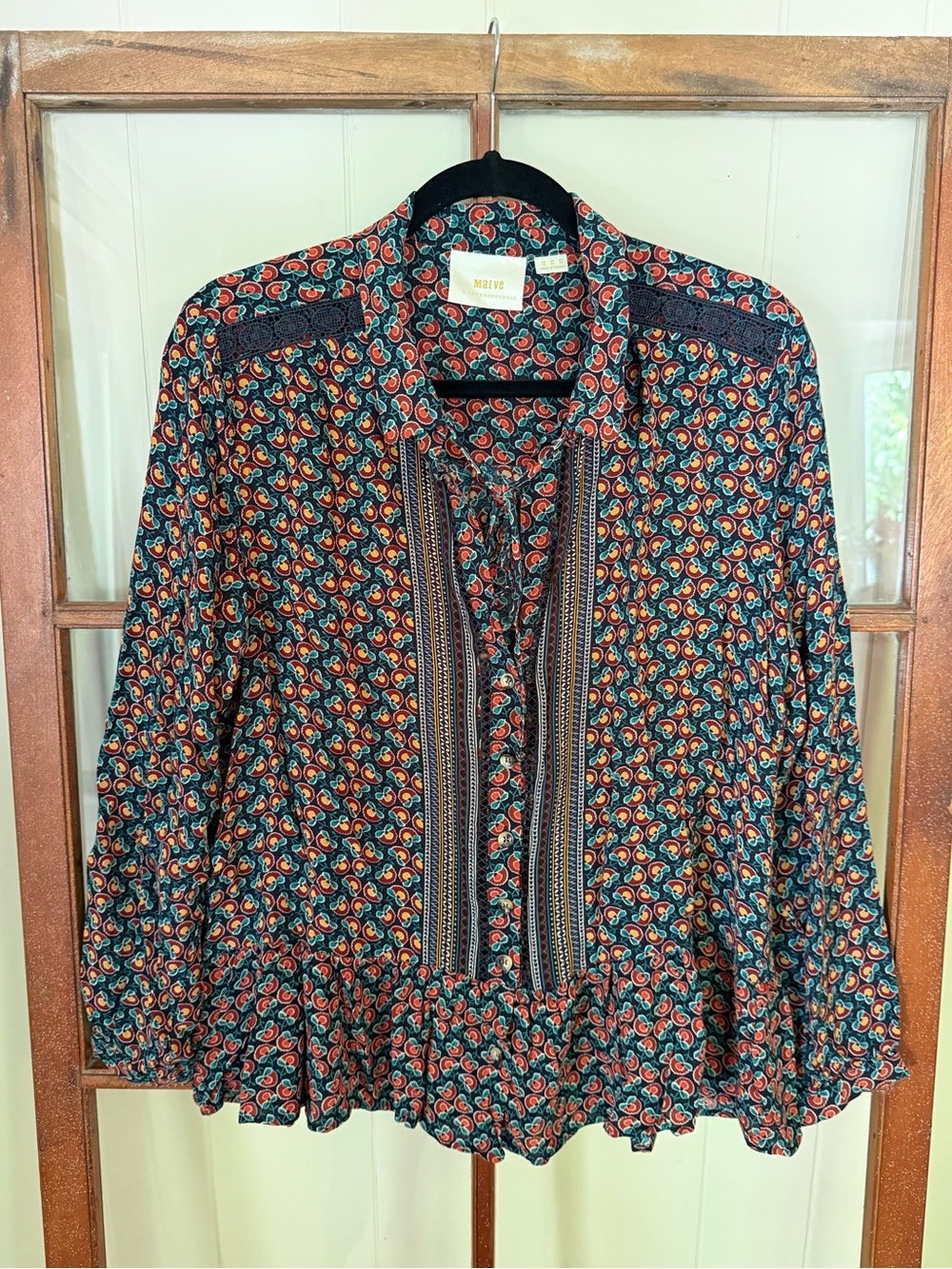Anthropologie Maeve Janie Flounced Peasant Blouse Boho Floral Cottagecore - 12 - Picture 3 of 12